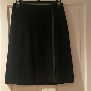 Ann Taylor Black Knee-Length A-Line Skirt with faux leather accent